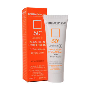 کرم ضد آفتاب و آبرسان بی رنگ spf50 مخصوص پوست های نرمال و خشک درماتیپیک